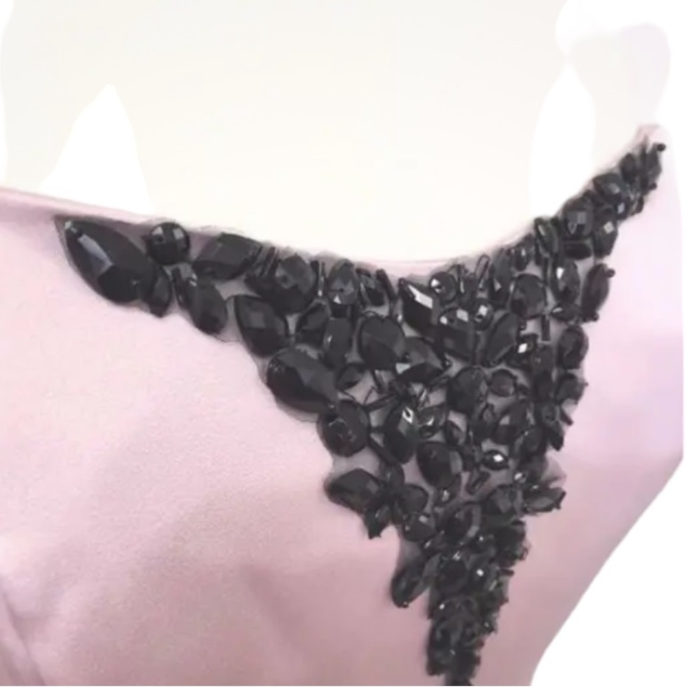NWT Alfred Angelo GOWN 7284L FIRST BLUSH PINK & BLACK Size 10 Bridesmaid - Picture 4 of 11